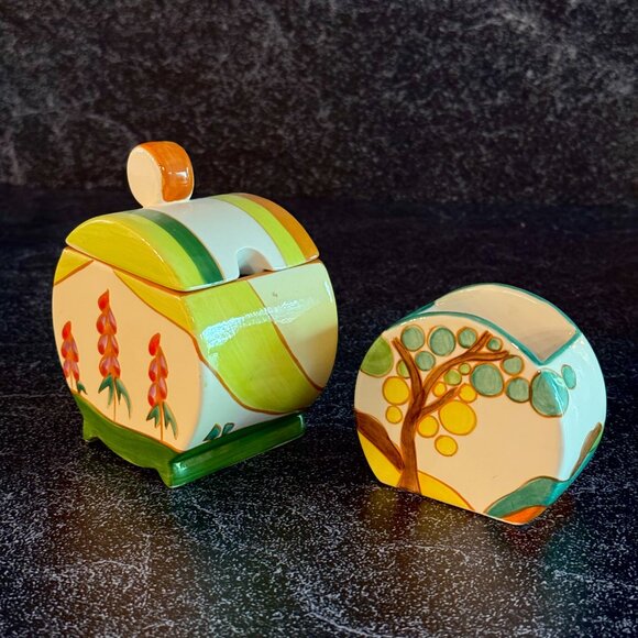 Vintage 1993 Clarice Cliff Sugar and Jam Jar Reproduction - Picture 5 of 10